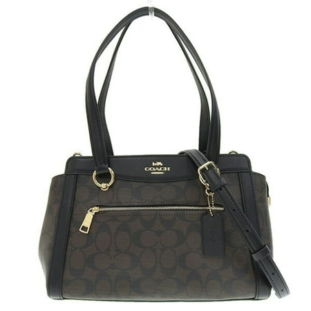 Authenticated Used COACH coach signature handbag brown / black PVC leather