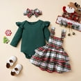 thumbnail image 2 of Baby Girl Christmas Clothes Plaid Outfits Long Sleeve Romper Overall Skirt Dress Cute Newborn Outfit Festive Wear五点描述：, 2 of 9