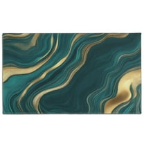 Teal Gold Marble Pattern Door Rugs,Washable Non Slip Door Mats Indoor,Decorative Door Mats,Entry Mat Indoor for Entrance,Bedroom,Kitchen,Bathroom,17"x30"