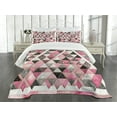 thumbnail image 3 of Ambesonne Pink Quilted Bedspread Set 3 Pcs, Blushy Fashion Abstract Lines, Queen Size, Blush White Dark Grey, 3 of 4