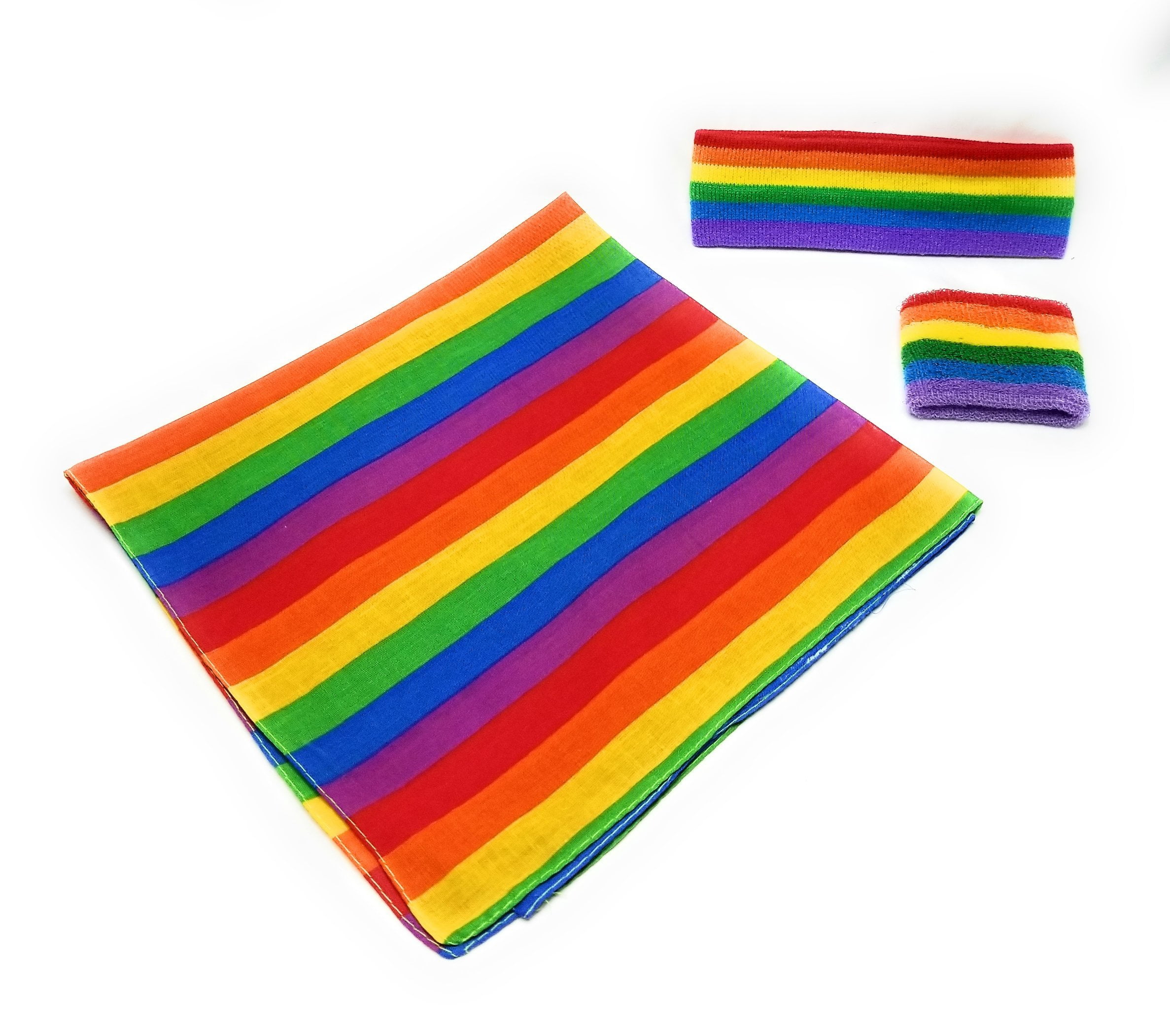 GuDez Bandana Rainbow Stripe 6 Pack Kerchief Cotton Cowboy Head Wrap Unisex Colorful Headband Gay Pride Square Scarf Wristband for Festival and Daily Wear