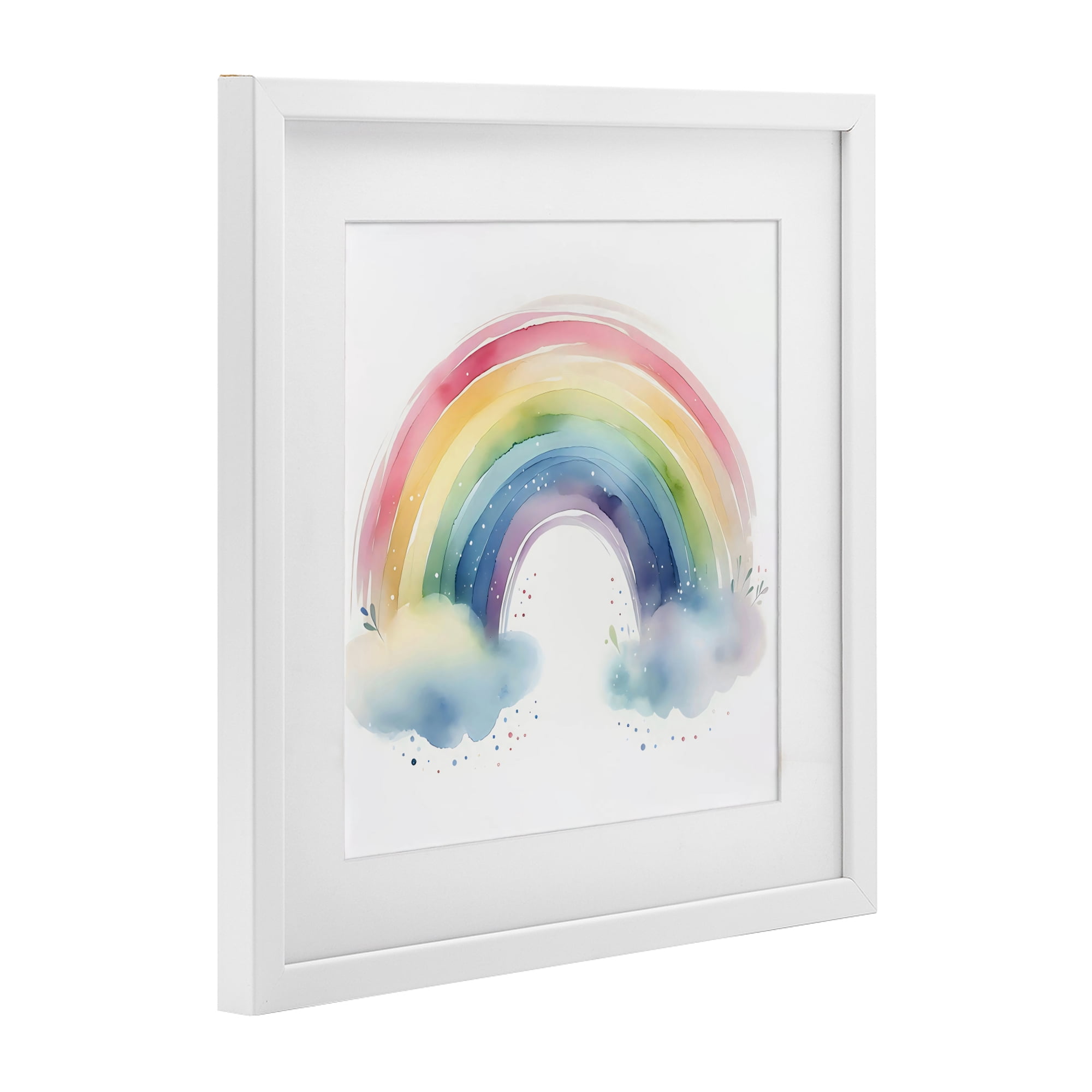 Stupell Industries Soft Rainbow with Clouds White Framed Print Under Glass, design by Creative Studio