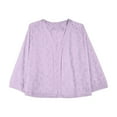 thumbnail image 4 of Women's Cardigan Elegant Lace Short Sleeve Knit Sweater Lightweight Comfortable Casual Tops for Ladies(Color:Purple,Size:M), 4 of 5