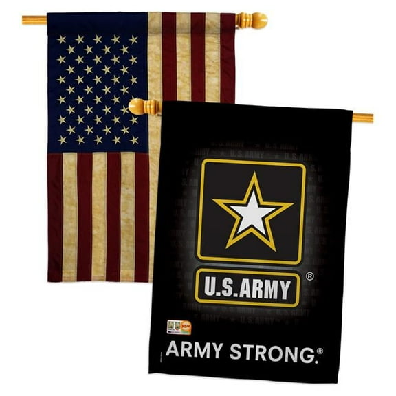Breeze Decor BD-MI-HP-108061-IP-BOAA-D-IM10-UA 28 x 40 in. Military Impressions Decorative Vertical Double Sided USA Vintage U.S. Army Americana Applique House Flags - Pack of 2