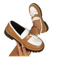 thumbnail image 4 of Gpaecead Women's Two Tone Platform Tassel Loafers Faux Leather Chunky Sole Slip On British Style Comfort Shoes For Work And Casual Brown, 4 of 8