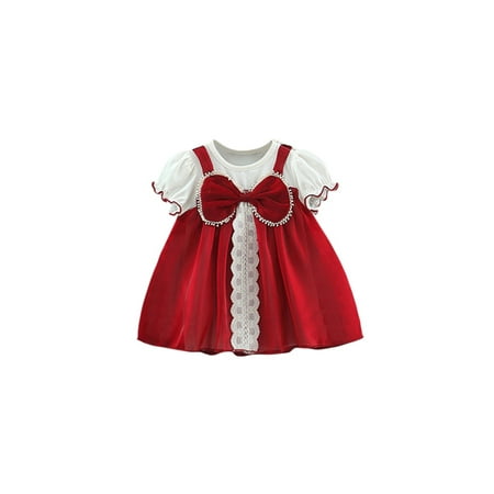 

Ma&Baby Infant Baby Girl Dress Toddler Girls Lace Bowknot Dress Ruffles Hem Princess Party Wedding Dress