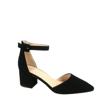 

Nataly-01 Women s Pointed Toe Ankle Strap Buckle Chunky Low Heels Sandals Shoes( Black 5 )