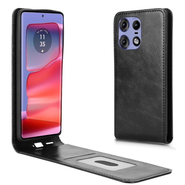 Folio Phone Case for Moto Edge 50S Pro 5G Magnetic Kickstand Cover with Camera Protection Black