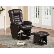 Casual Brown Faux Leather Reclining Glider With Matching Ottoman ( 600165 )