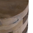 thumbnail image 5 of Maeve Grey Wash Open Slat Solid Wood Round Drum Accent Table by East at Main - Round Rustic Teak Wood Side Table / End Table (12x12x18), 5 of 5