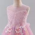 thumbnail image 5 of IBTOM CASTLE Flower Girl Sparkly Sequins Shiny Butterfly Formal Wedding Tulle Dress Junior Pageant First Communion Easter Princess Party Birthday Ball Gown 3T Rainbow powder, 5 of 7