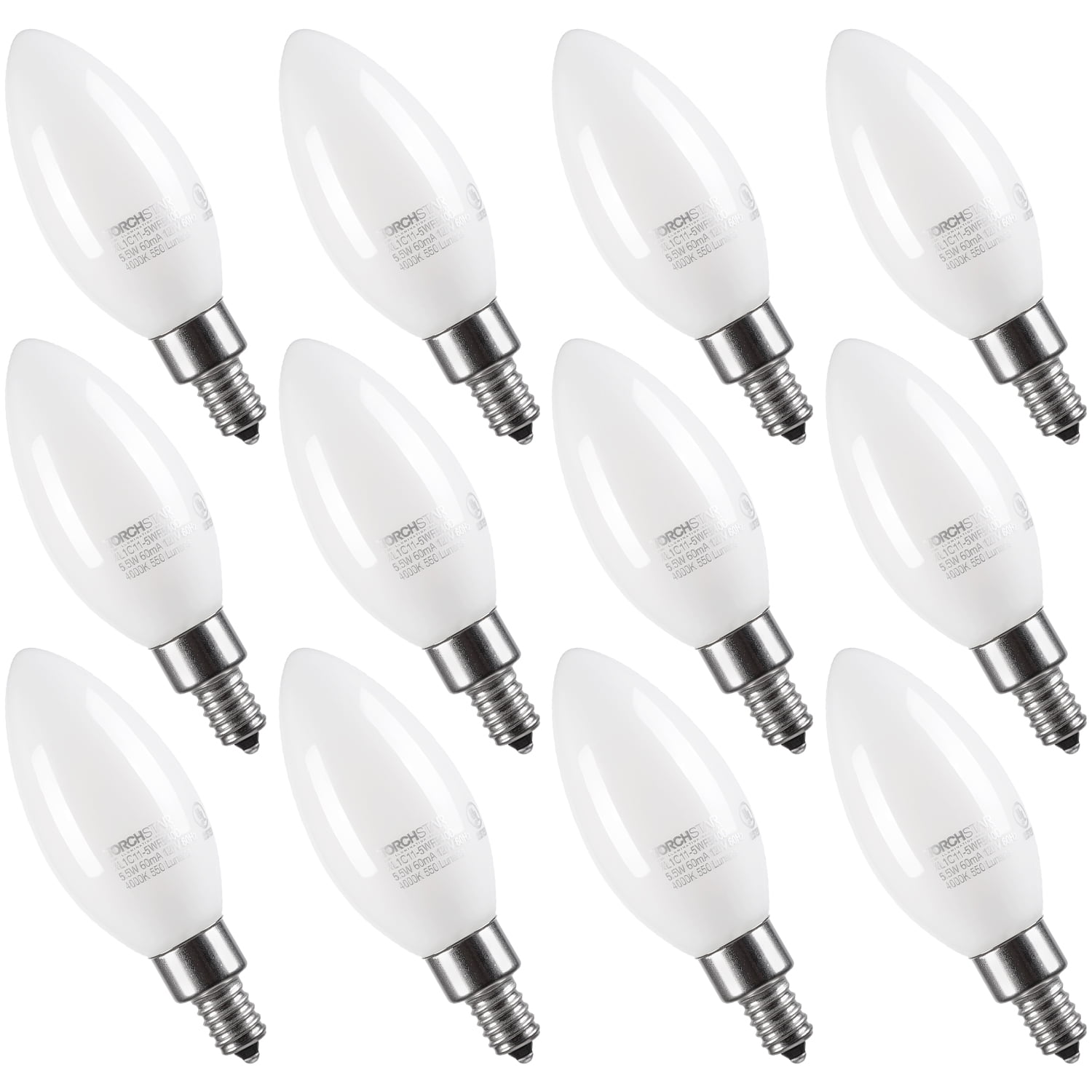  Warm White 2700K Decorative Clear Chandelier Bulb E12 Base 4pack