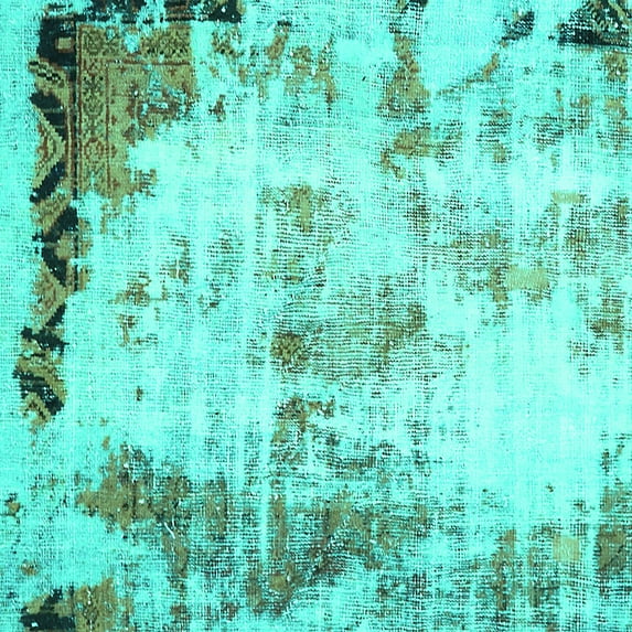 Ahgly Company Indoor Square Abstract Turquoise Blue Modern Area Rugs, 3' Square