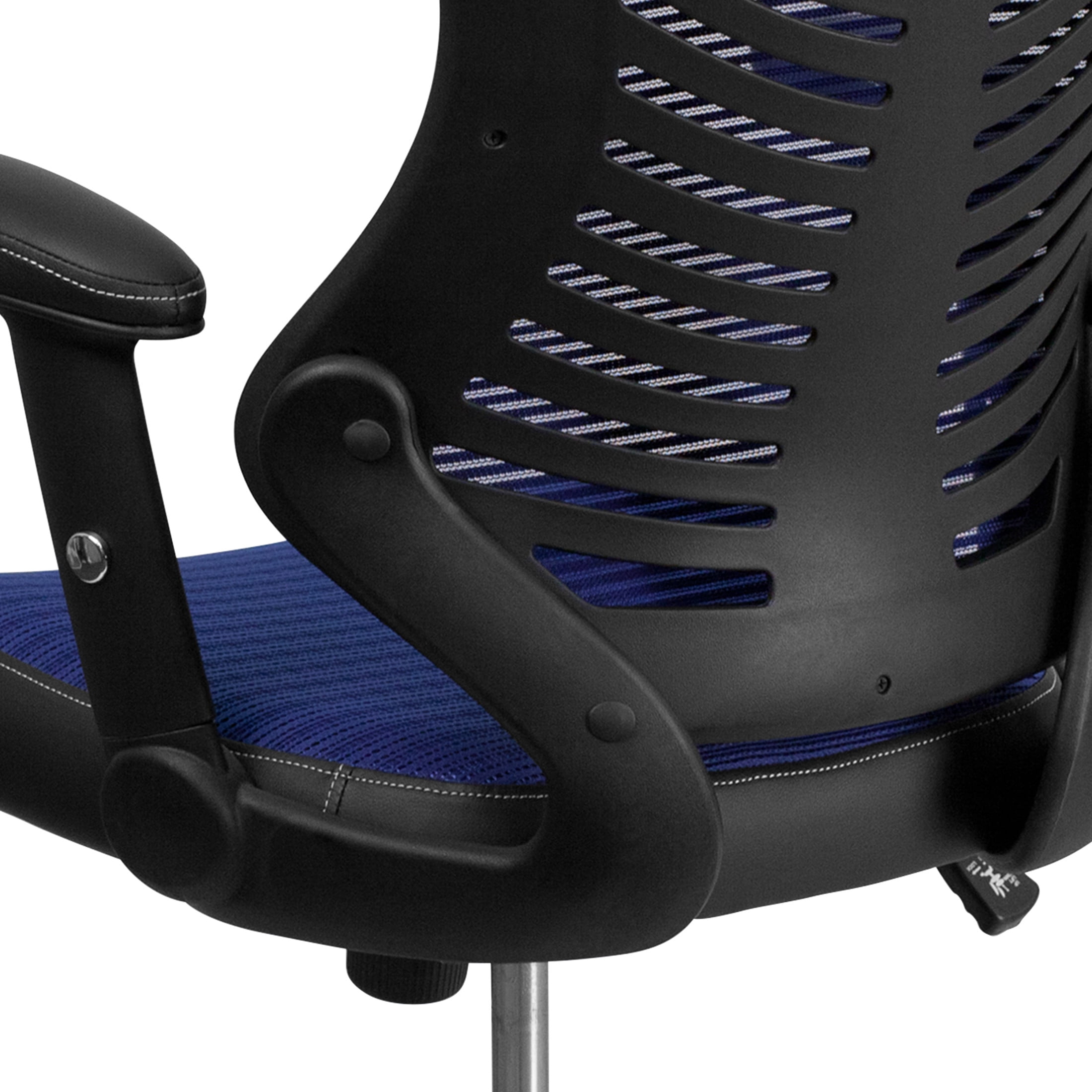 Emma + Oliver High Back Designer Blue Mesh Executive Ergonomic Office Chair with Arms