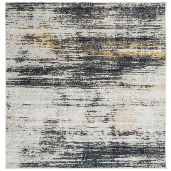 SAFAVIEH Adirondack Melva Distressed Area Rug, Light Grey/Black, 6' x 6' Square