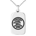 thumbnail image 1 of Stainless Steel Three-Tiered Pine Kamon Crest Engraved Small Rectangle Dog Tag Charm Pendant Necklace, 1 of 1
