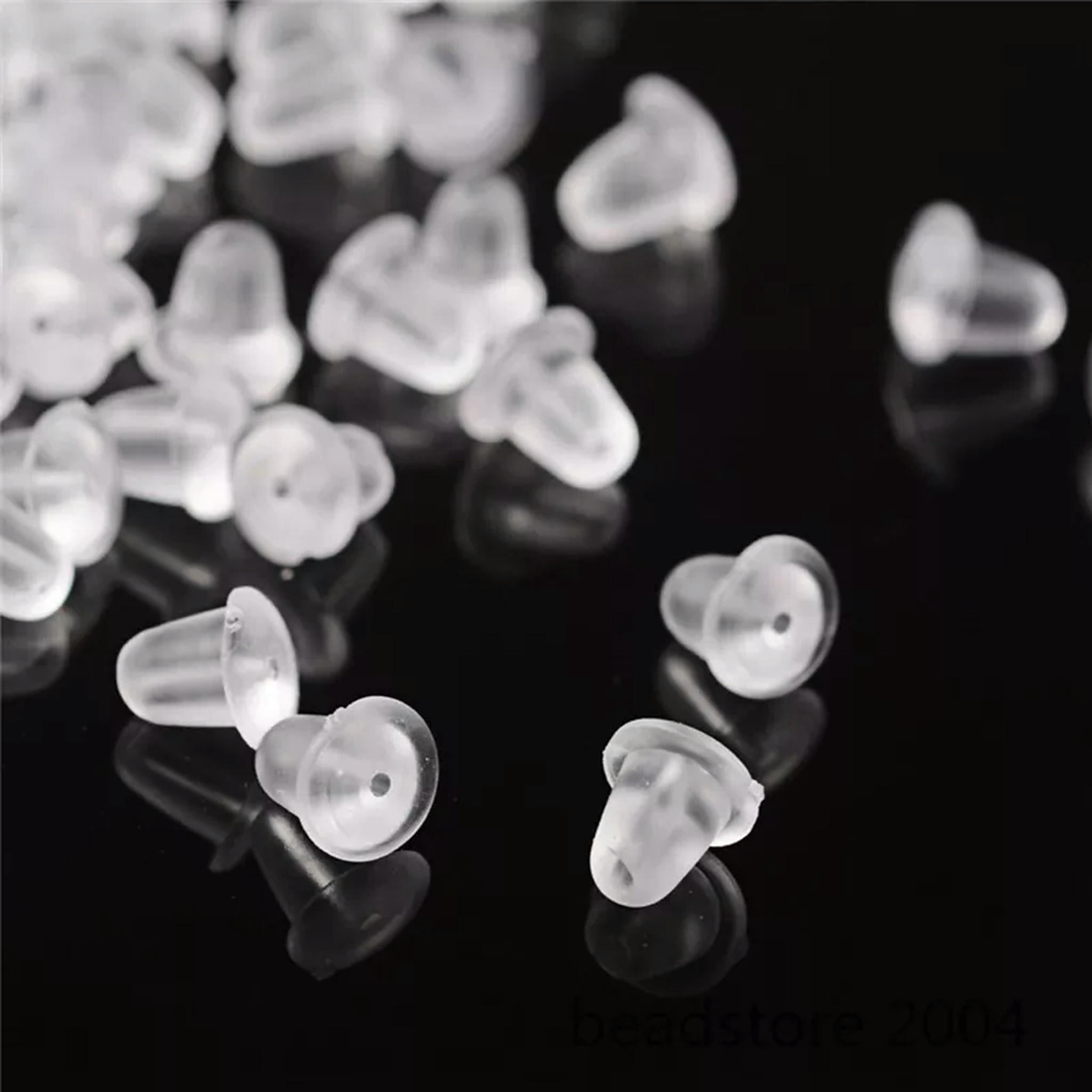 EOEMY 10000Pcs Clear Plastic Earnuts Tiny Safety Earring Backs Stopper Soft Craft 4mm