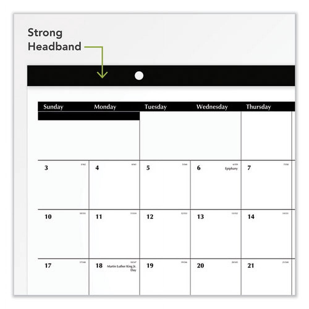 Compact Desk Pad, 18 x 11, White Sheets, Black Binding, Clear Corners, 12-Month (Jan to Dec): 2026 | Bundle of 5