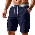 thumbnail image 3 of DDAPJ pyju Big and Tall Shorts for Men Cargo Sweat Shorts Lightweight Drawstring Elastic Waist Beach Athletic Shorts with Multi Pockets Dark Blue XXXL, 3 of 6