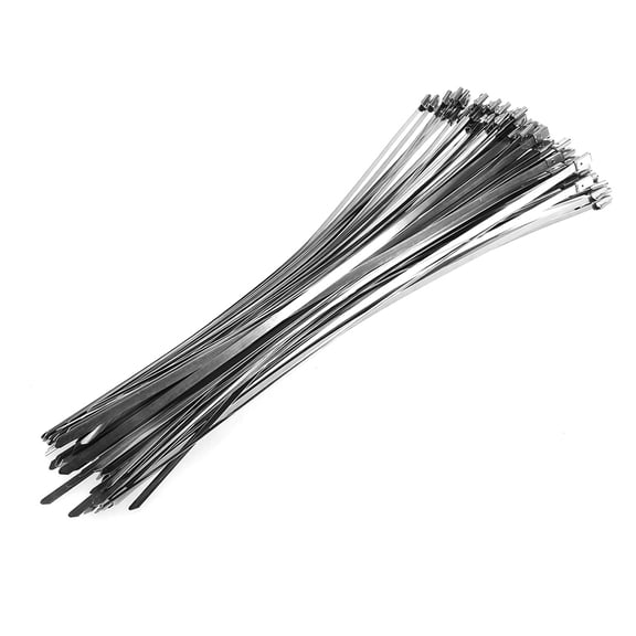 OUNONA 101-Piece Stainless Steel Self-Locking Metal Cable Ties for Exhaust, Induction, Boat, and Industrial Applications