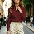thumbnail image 5 of Lenpel Womens Long Sleeve Tops Business Casual Work Blouses Stand Collared Shirts Lightweight Fall Clothes, 5 of 7