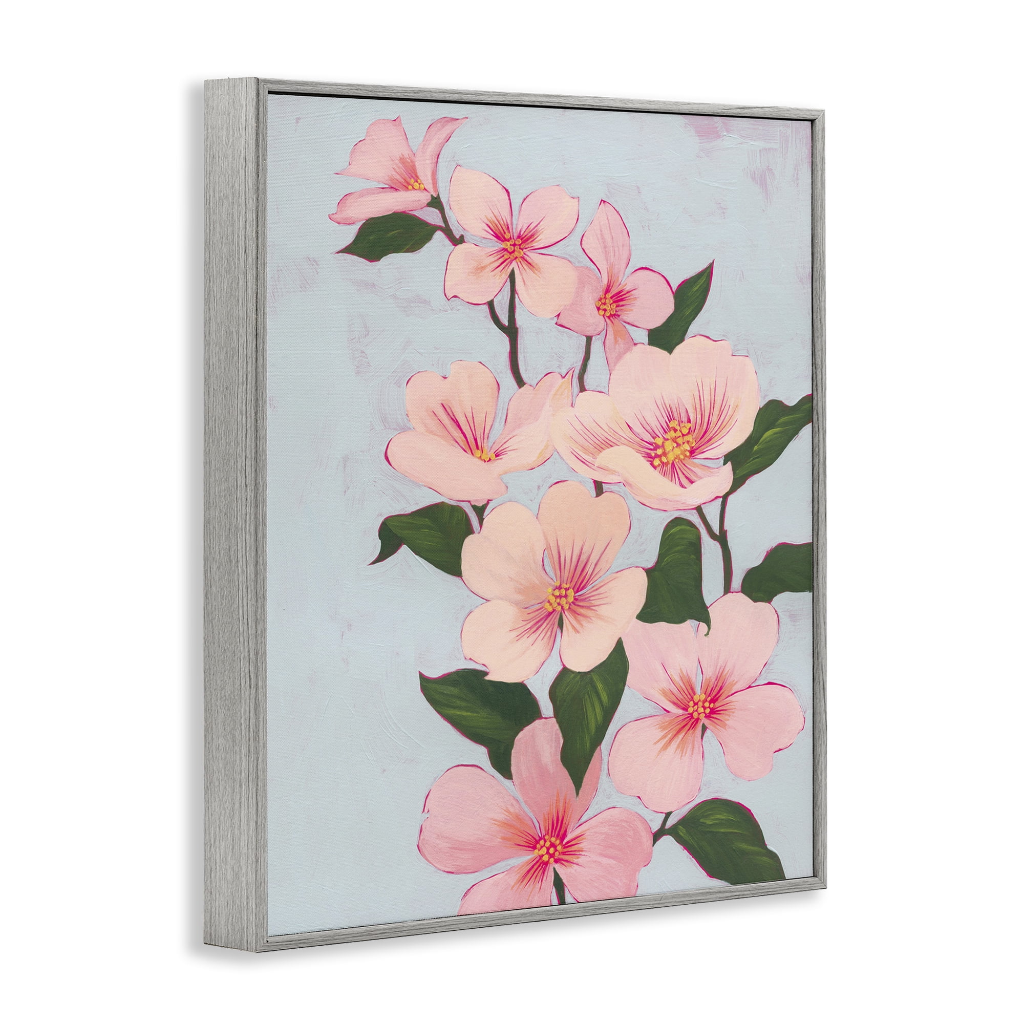 Stupell Industries Cherry Blossoms Vine Botanical & Floral Painting Gray Framed Art Print Wall Art, 11 x 14