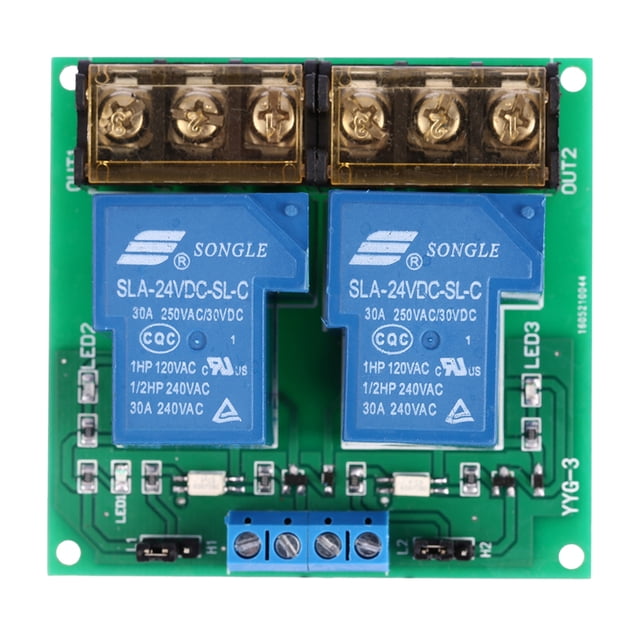2-Channel DC 24V 30A Relay Board Module Optocoupler Isolation High/Low Trigger