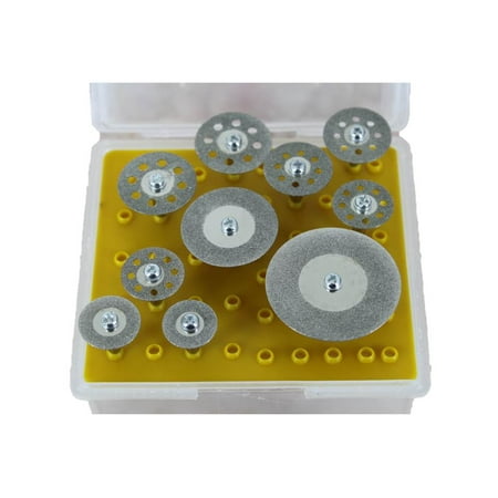 - TEMO 10pc DIAMOND SAW CUTOFF DISCS 1/8 inch (3mm) shank fit Dremel and Compatible Rotary Tools