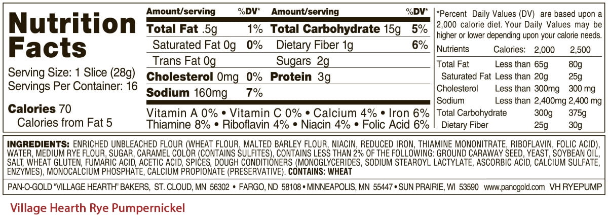 Village Hearth Pumpernickel Rye Bread, 16 oz