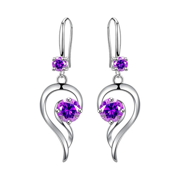 YUEHAO accessories Earrings Fashion Earrings Stainless Steel Round Earrings Women Creative Earrings Diamond Dangling Earrings For Women Purple