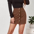 thumbnail image 6 of Women Short Skirt Solid Color High Waist Zipper Autumn Winter Skirt Corduroy Slim Single Slim Fit Solid Color Skirt Club Basic Leisure Dailywear, 6 of 9
