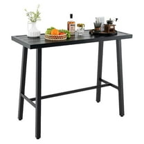 36" Outdoor Bar Table, Rectangular High Pub Table with Adjustable Foot Pads, Patio Counter Height Dining Table for Balcony, Backyard, Indoor, Black