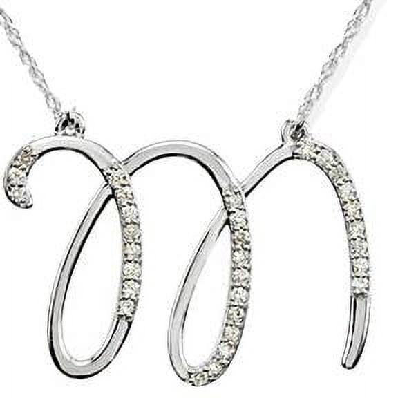 Pendentif Initial « m » en Diamant Collier 18 Po Or Blanc 14 K