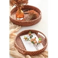 thumbnail image 2 of 11.8'' Hand-Woven Round Rattan Serving Tray Decorative Wicker Trays with Handles for Coffee Table, 2 of 5
