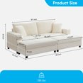 thumbnail image 2 of Mjkone 85’’ Loveseat Sectional Sofa with 2 Ottoman,Corduroy Deep Seat Couch with Storage Armrests Living Room Furniture,Beige, 2 of 8
