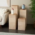 thumbnail image 2 of DecMode 24", 18", 36", 30"H Brown Wood Pillar Style Pedestal Table with Various Sizes, 4-Pieces, 2 of 9