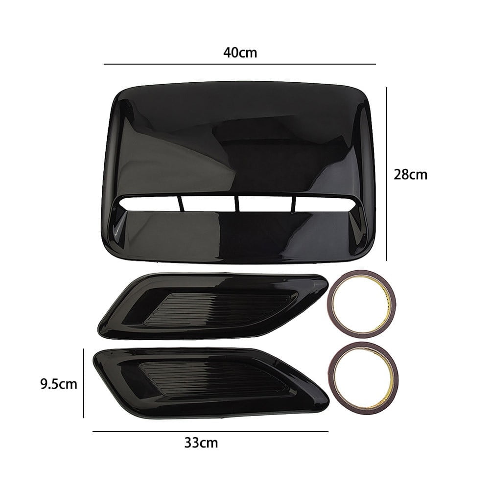 Hood Air Flow Vent Cover Scoop Accessory Air Flow Bonnet Car Center Cover Glossy Black Parts Side Universal Vent