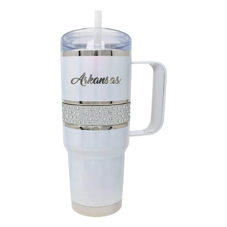 White Arkansas Razorbacks 32oz. MyBevi Rhinestone Hollywood Travel Mug