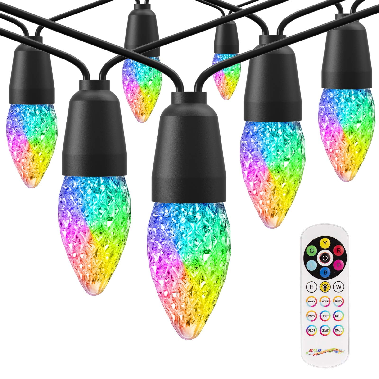 Blibly Outdoor Lights LED Outdoor String Lights 48FT Outdoor String