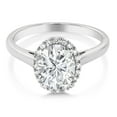 thumbnail image 3 of Gem Stone King 10K White Gold Moissanite and Diamond Engagement Ring | 2.24 Cttw | Oval 9X7MM | Wedding Anniversary Promise Halo Ring for Women (Size 8.5), 3 of 5