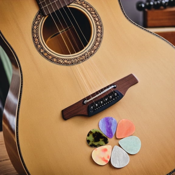 TABLZONE 6-Pack Assorted Color Resin Guitar Picks for Acoustic, Electric, and Bass Guitars and Comfortable