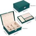 thumbnail image 6 of LQQBOX Jewelry Box Organizer for Women Girls, Jewellry Organizer Case 2 Layer Jewelry Holder Organizer PU Leather Soft Lining with Lock for Rings Earrings Necklace Bracelets, Green, 6 of 8