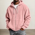 thumbnail image 2 of FENGYOU Mens Corduroy Zip Up Hoodie Oversized Drop Shoulder Sweatshirt Ribbed Long Sleeve Hooded Jacket Casual Pullover Pink L, 2 of 5