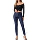 thumbnail image 2 of Pantalones de cuero sintético CURVY GLAM para mujer, de cintura alta, ajustados y elásticos, estilo motociclista, talla XL, color azul, 2 of 6
