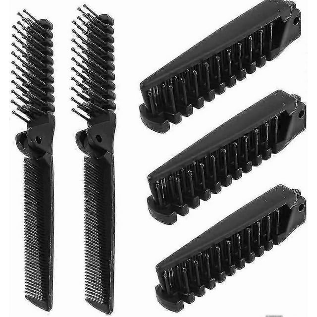 Folding Hair Brush, 5 Pack Portable Travel Hair Brush Hair Comb, Plastic Folding
