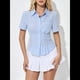 thumbnail image 5 of Conjuntos Casuales de Negocios para Mujer, Blusas Elegantes e Informales de Verano con Botones y Peplum, Camisas A Rayas 2025 Azul XL, 5 of 8