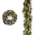 thumbnail image 6 of Selrti Christmas Wreath with Light Frosted Artificial Wreath with Berries And Pine Cones for Front Door Window Wall Indoor Outdoor Holiday Decoration, 6 of 7