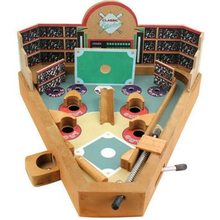 Classic Wood Pinball-Style Baseball Game