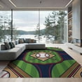 thumbnail image 2 of ODIKA 8'x10' Washable Area Rug Durable, Non-Slip Design With Crossed Bats Ball And Stitched Seam Accents Baseball Field Sport for Living Room, Under Sectional, Family, 2 of 7