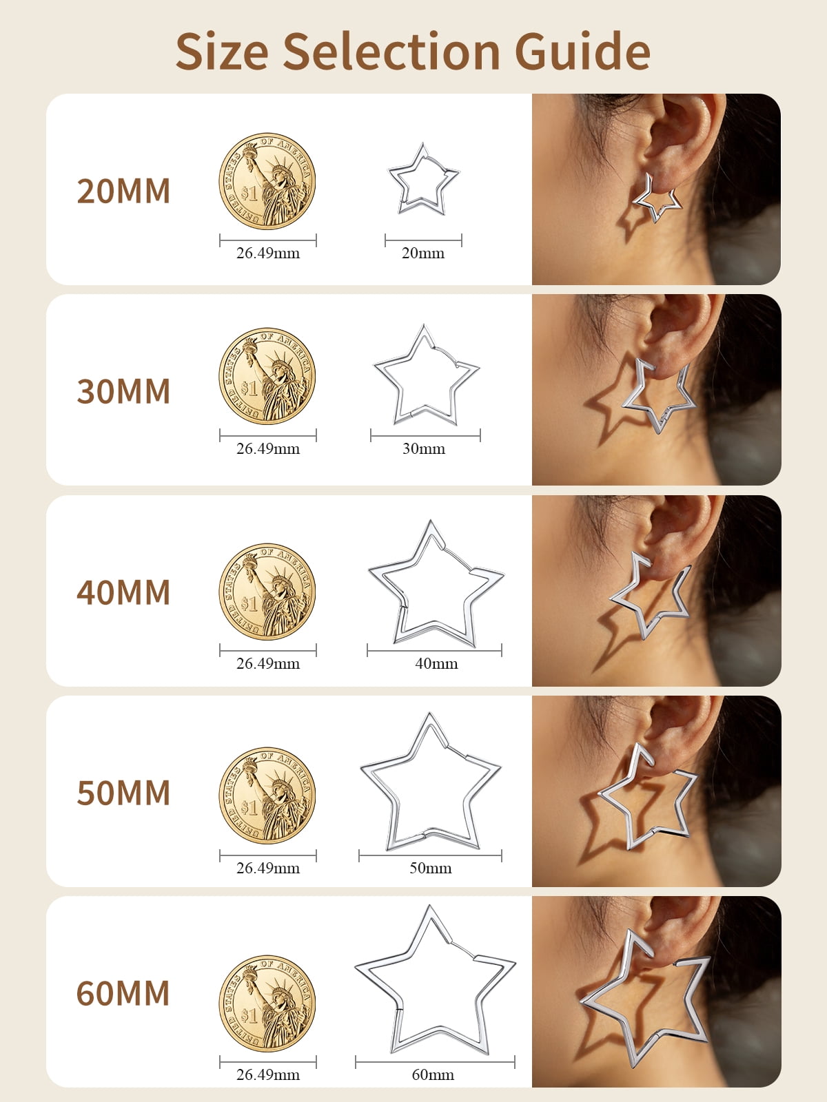 FindChic Star Earrings for Women, Silver Huggie Hoops Small Hoop Earrings Birthday Graduation Mothers Day Jewelry Gifts Her Mom Adults Ideas, 30mm